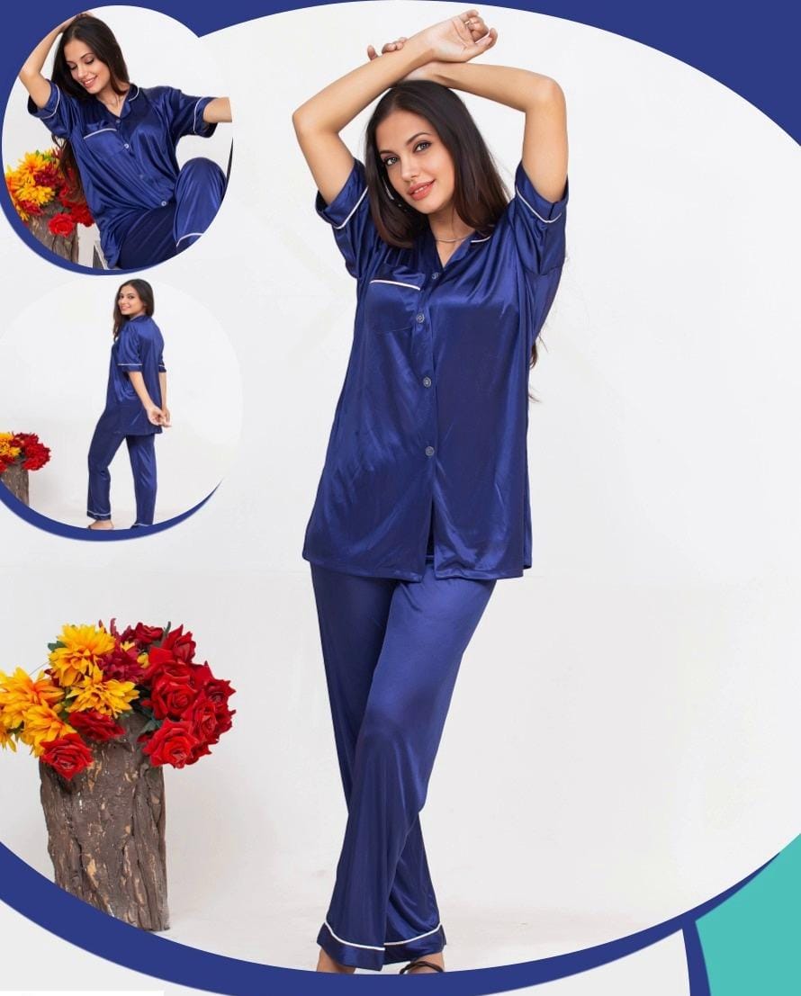 Silk 2 Piece Pajama Suit Nightwear for Women – Premium Nighty Set