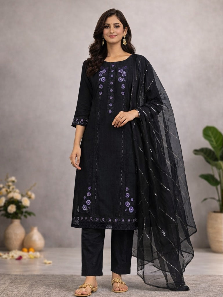Festive Embroidered Kurta Set with Dupatta