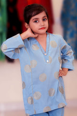 Blossom Blue Jacquard Suit - Brands Kahani