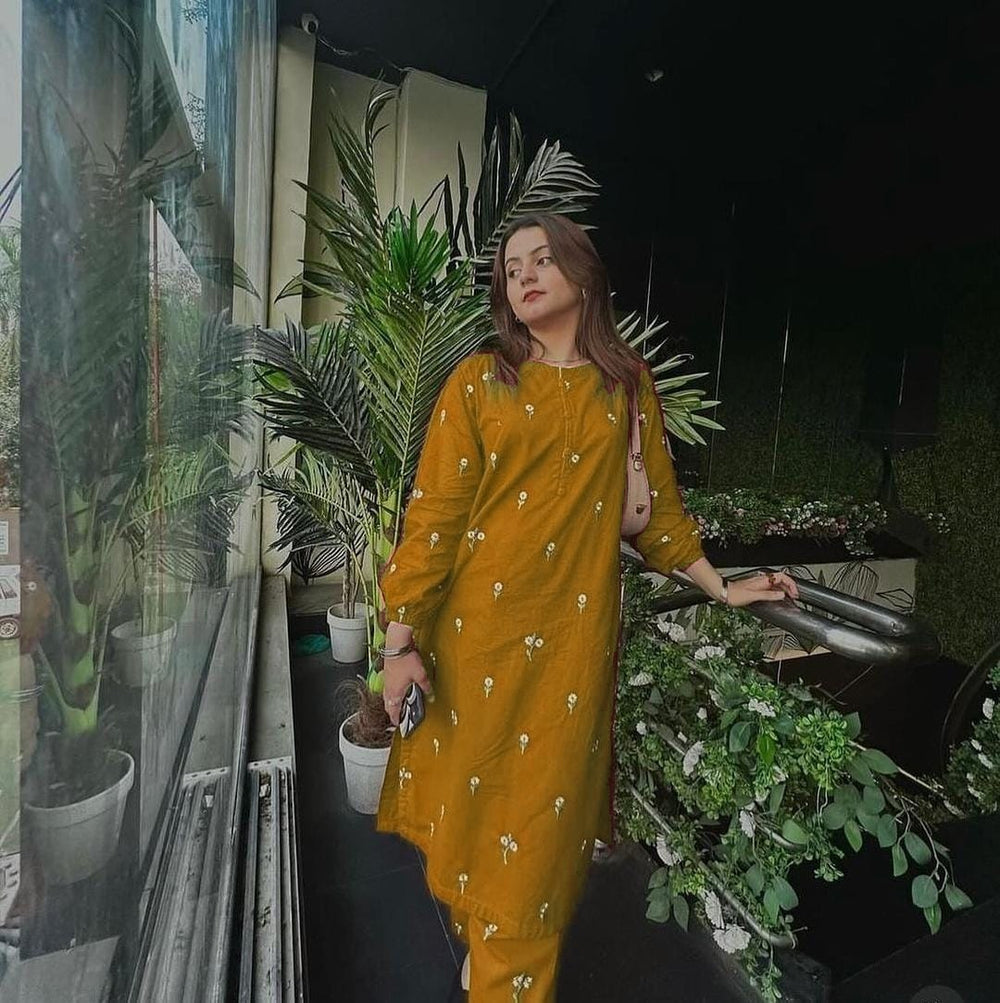 Daisy Delight ( Stitched Emb 2 Pcs) - Brands Kahani